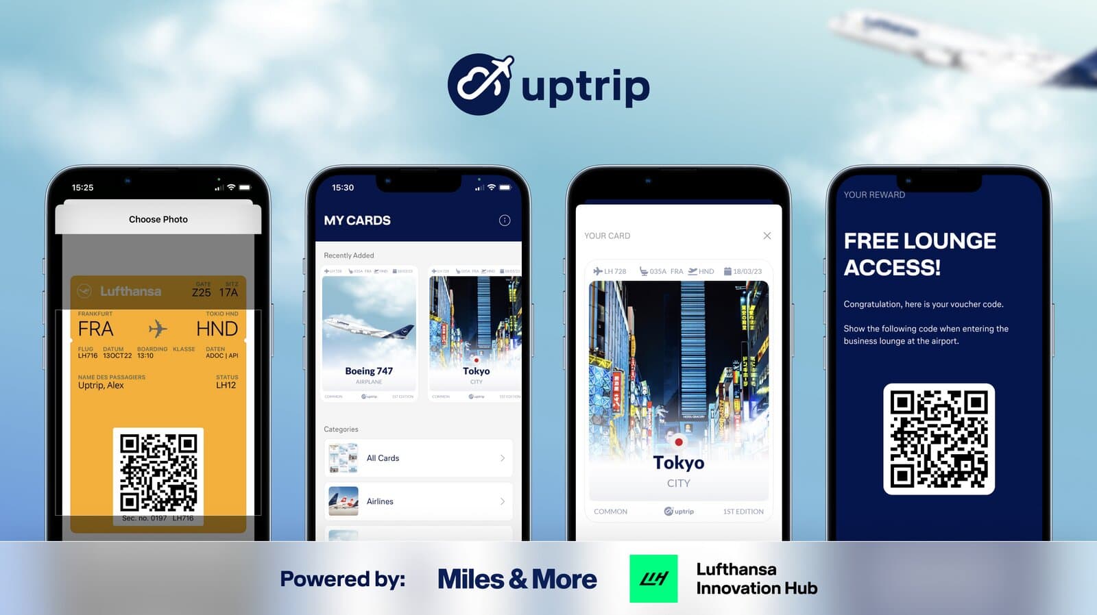 Lufthansa Uptrip: collecting NFT trading cards by scanning boarding passes